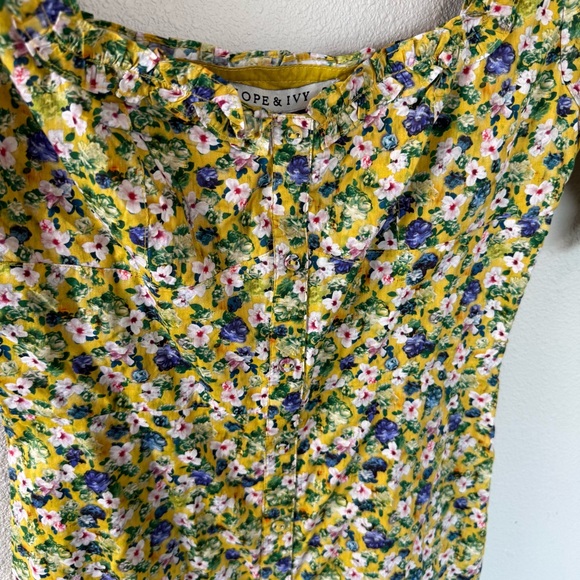 New Hope & Ivy Liberty Fabric Floral Dress Yellow NWT Boho Preppy Casual Size 8 - Picture 6 of 16